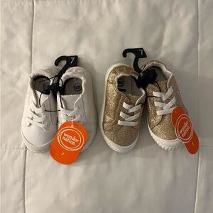 Wonder Nation Kids Sneakers in White and Gold Glitter